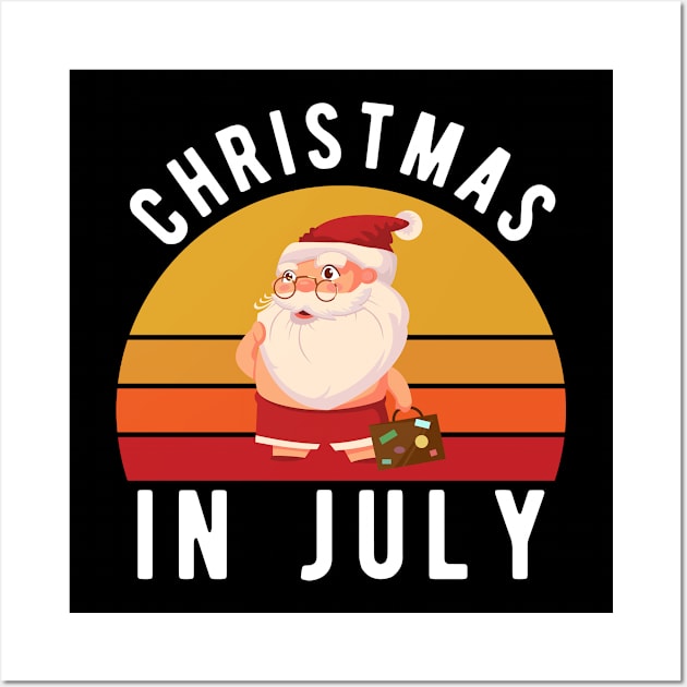 Christmas In July T-Shirt Funny Santa Summer Beach Vacation Wall Art by kevenwal